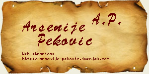 Arsenije Peković vizit kartica